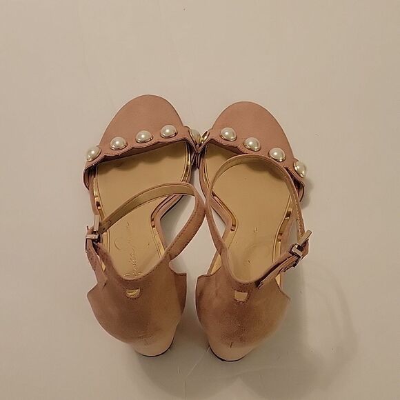 JESSICA SIMPSON FAUX EARL'S STRAP ADJUSTABLE BUCKLE ALMOND TOE BLOCK HEEL SANDAL - Picture 5 of 16